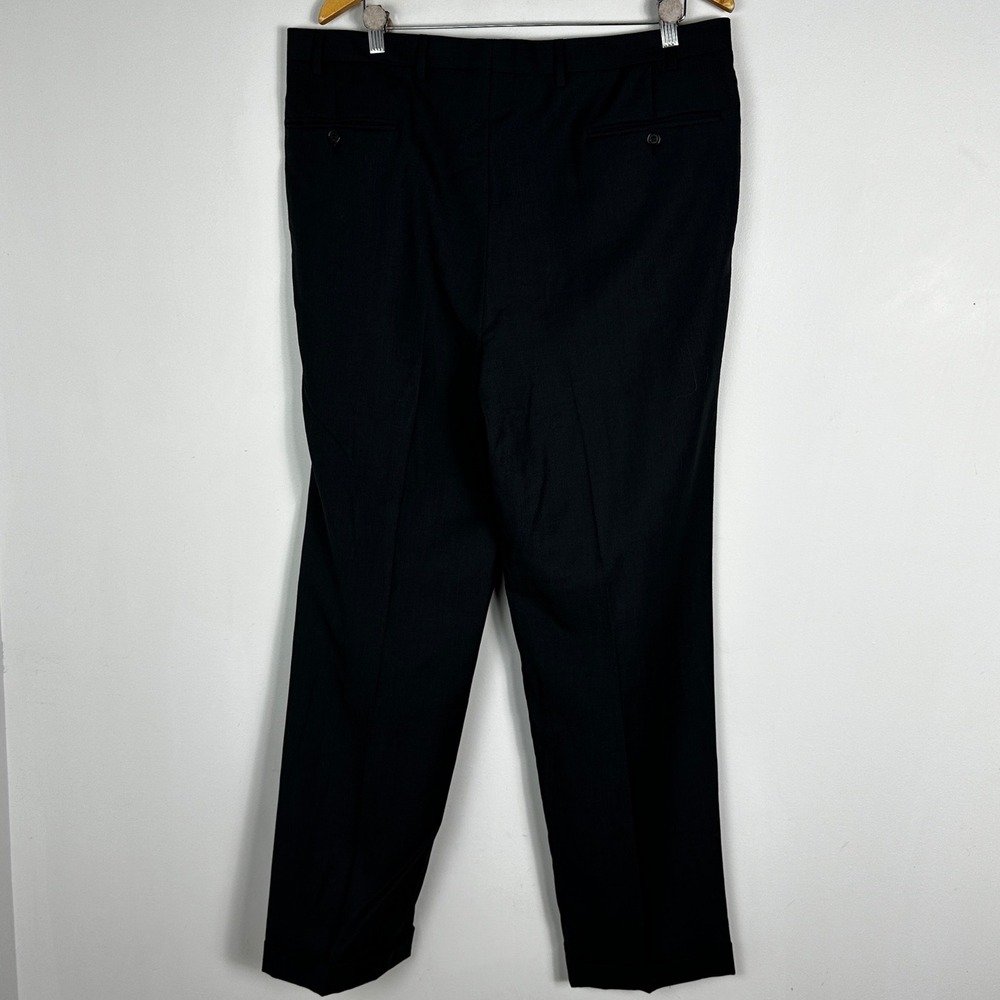 Canali Mens Suit Sz 44R Wool 3-Button Blazer Pleated Cuffed Trousers Black Italy - Picture 11 of 16